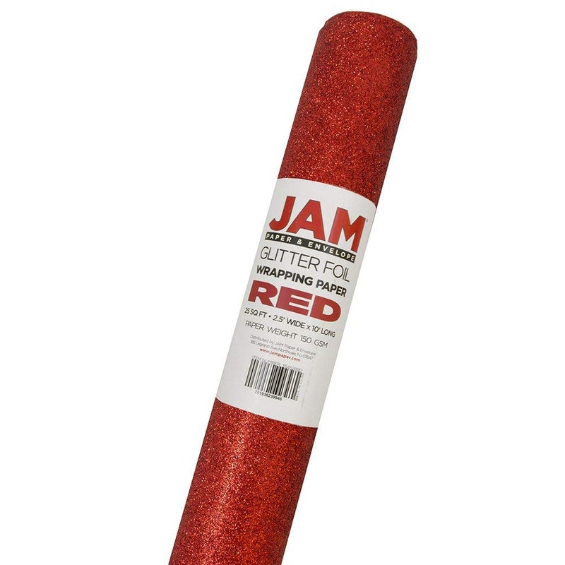 JAM Paper Gift Wrap - Glitter Wrapping Paper - 25 Sq Ft - Red Glitter - Roll Sold Individually - Image 2