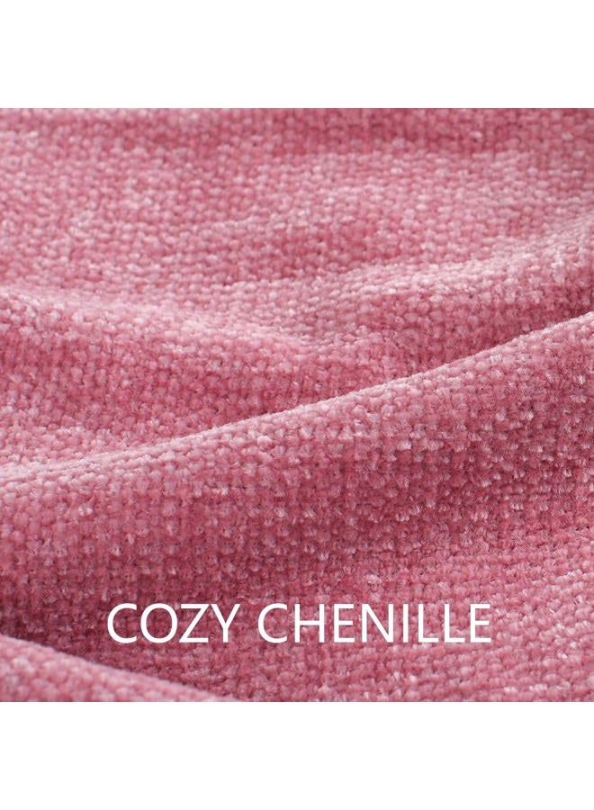 LONG CREATE Chenille Throw Blanket for Couch 50"X 60", Soft Cozy Throws with Fringe Tassel for Bed Sofa Chair Cover, Lightweight Knitted Decorative Boho Blankets for Living Room, Rose Pink - Image 2