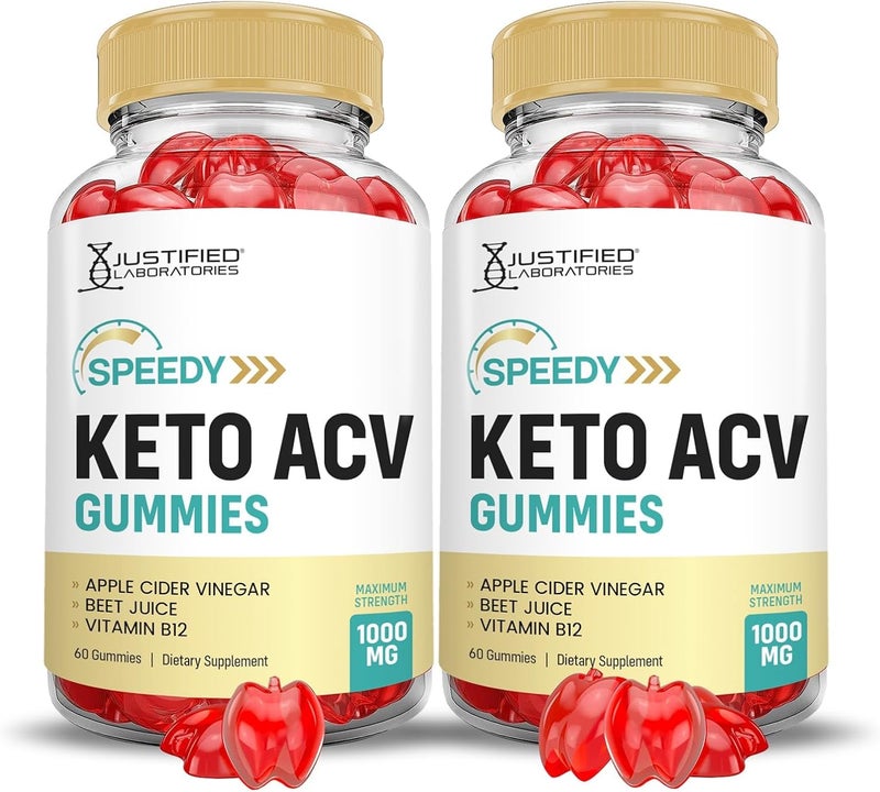 Justified Laboratories 2 Pack Speedy Keto ACV Gummies Advanced Formula 1000MG Speedy Keto Gummies Apple Cider Vinegar Formulated with Pomegranate Beet Juice Powder B12 Vegan Non GMO 120 Gummys - Image 1