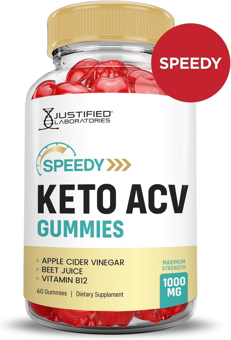 Justified Laboratories 2 Pack Speedy Keto ACV Gummies Advanced Formula 1000MG Speedy Keto Gummies Apple Cider Vinegar Formulated with Pomegranate Beet Juice Powder B12 Vegan Non GMO 120 Gummys - Image 4