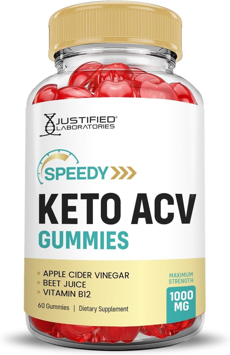 Justified Laboratories 2 Pack Speedy Keto ACV Gummies Advanced Formula 1000MG Speedy Keto Gummies Apple Cider Vinegar Formulated with Pomegranate Beet Juice Powder B12 Vegan Non GMO 120 Gummys - Image 5
