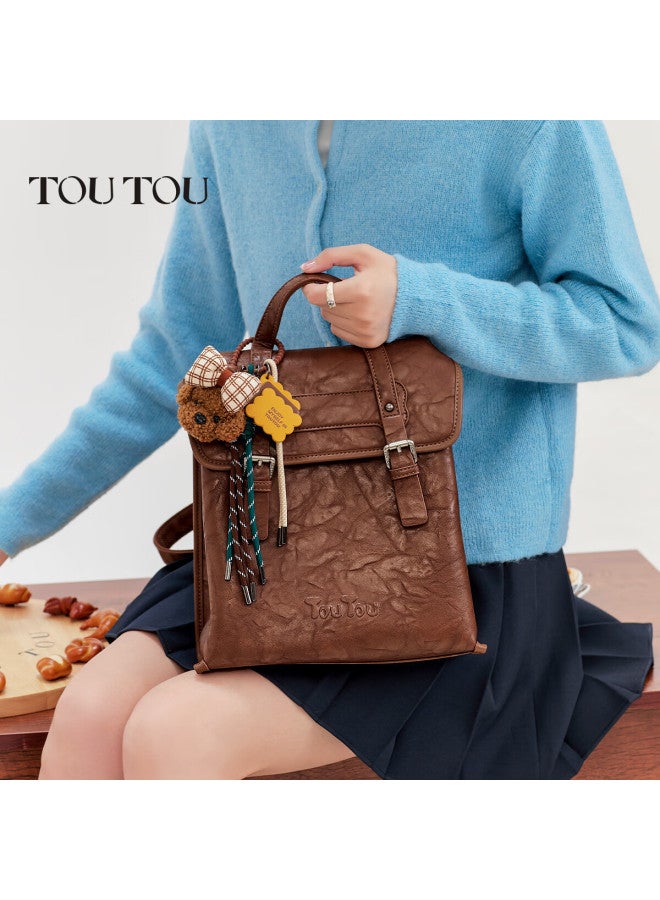 Toutou Square Backpack, Large Capacity Retro College Style Women's Bag For Commuting, Birthday And New Year Gift For Girls In Horse Year - Image 2