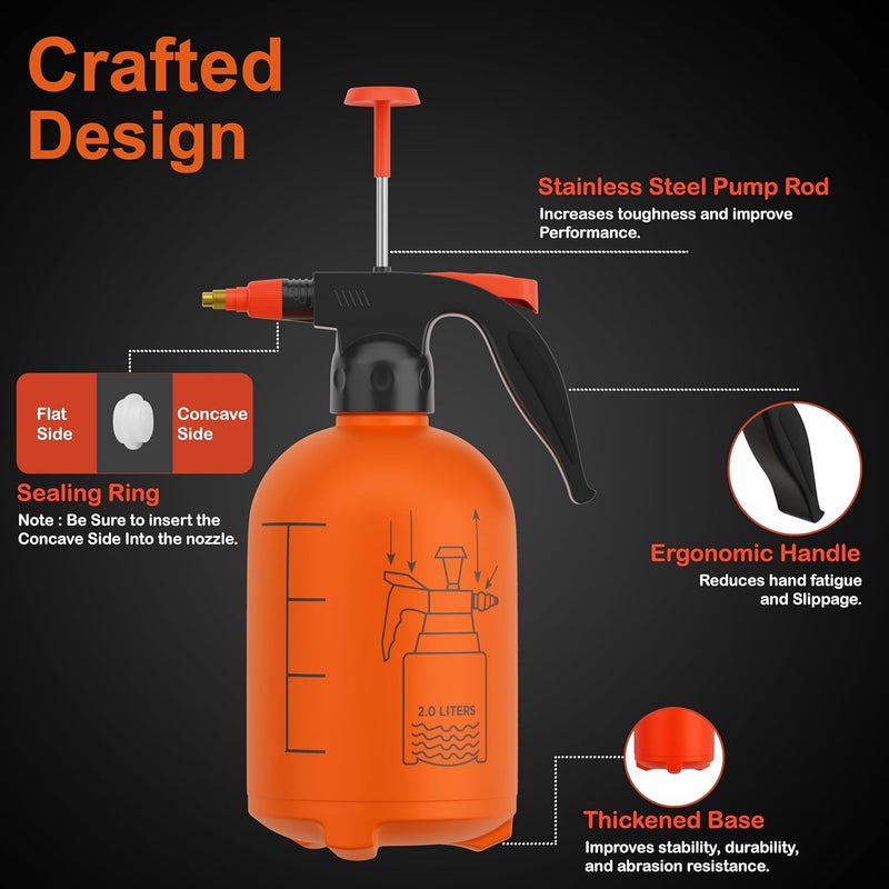 Crasts Pressure Spray Pump | Gardening Water Pump Sprayer | Plant Water Sprayer for Home Garden | Spray Bottles for Garden Plants and Lawn | Plant Watering Can (Spray Pump 2 Liter) (Red) - Image 4