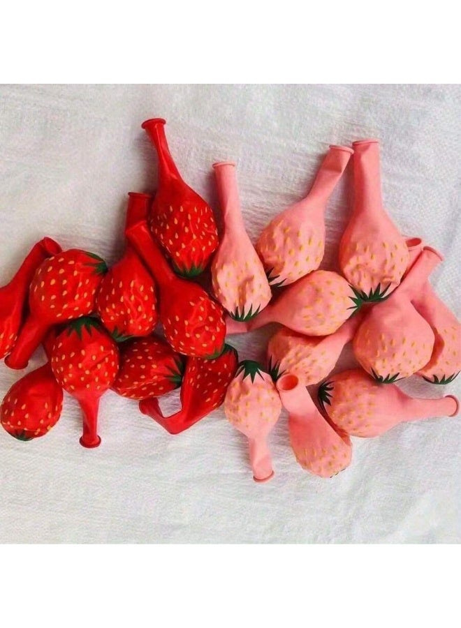 20PCS Strawberry Printed Latex Balloons Set, 12-Inch – 10 Red Balloons + 10 Pink Balloons for Parties & Event Decorations - Image 4