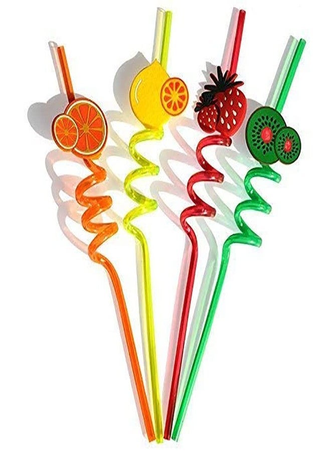 Sukhrup Straw - Reusable Plastic Drinking Party Straws Curly Straws for Kids, Birthday Party Decorations, Girls Party Favors Smoothie Drinking Straws for Milkshakes Drinks Straws (Multicolor & Plan) - Image 1