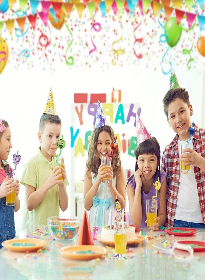 Sukhrup Straw - Reusable Plastic Drinking Party Straws Curly Straws for Kids, Birthday Party Decorations, Girls Party Favors Smoothie Drinking Straws for Milkshakes Drinks Straws (Multicolor & Plan) - Image 4