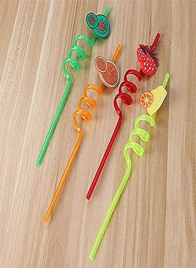 Sukhrup Straw - Reusable Plastic Drinking Party Straws Curly Straws for Kids, Birthday Party Decorations, Girls Party Favors Smoothie Drinking Straws for Milkshakes Drinks Straws (Multicolor & Plan) - Image 3