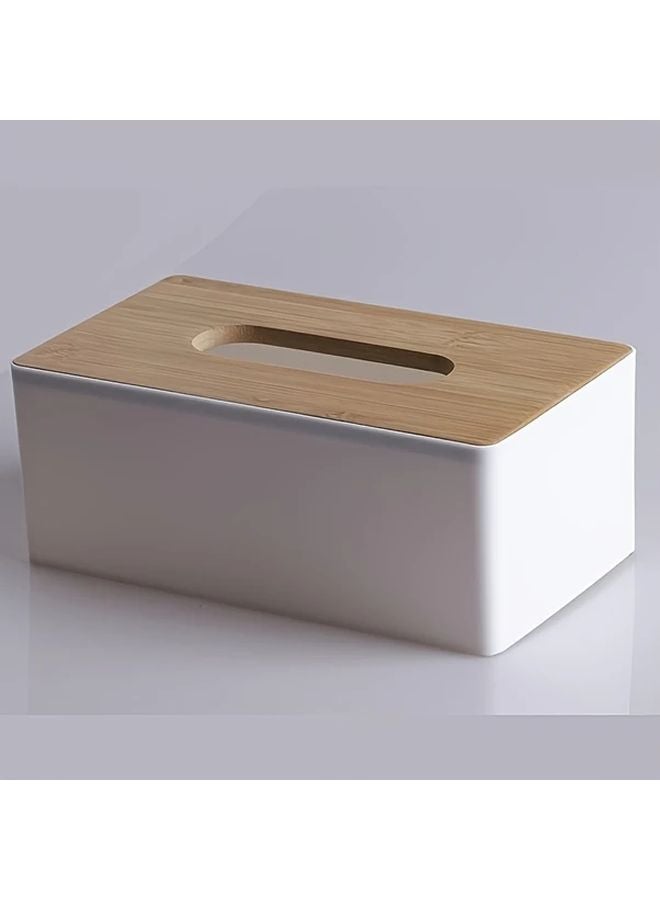 Modern Minimalist Tissue Box Holder Black With Bamboo Lid For Bathroom Vanity Kitchen Countertop - Image 5