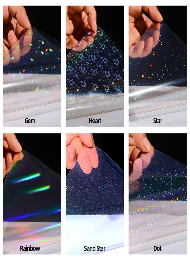 Cosrk 36 Sheets Holographic Laminating Sheets, 8.5x11 Inch Clear Holographic Sticker Paper with Self-Adhesive Waterproof Vinyl Overlay, 6 Patterns Transparent Laminate Film for DIY Stickers, Photos, Crafts - Image 4