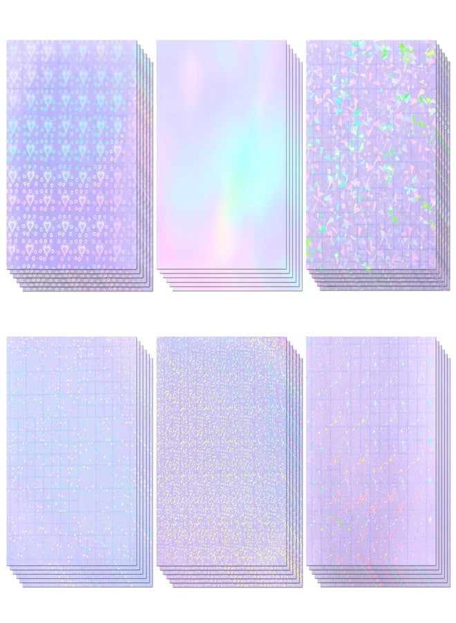 Cosrk 36 Sheets Holographic Laminating Sheets, 8.5x11 Inch Clear Holographic Sticker Paper with Self-Adhesive Waterproof Vinyl Overlay, 6 Patterns Transparent Laminate Film for DIY Stickers, Photos, Crafts - Image 1