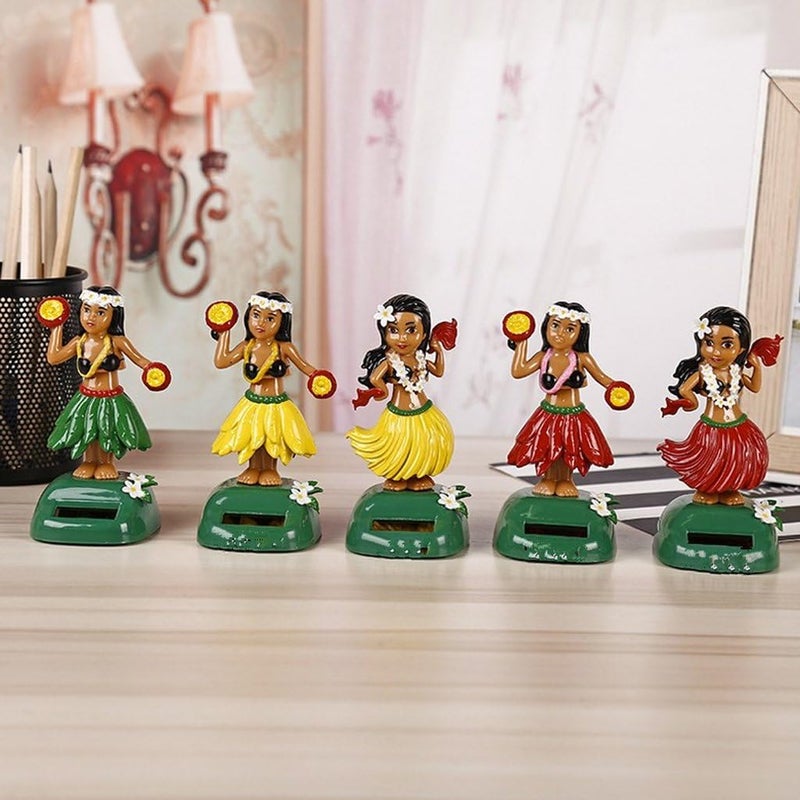 klarakoSolar Powered Dashboard Hula Girl, Hawaiian Hula Girl Dashboard Bobble Doll, Collection Figurines Gifts for Decoration klarakoRed - Image 3