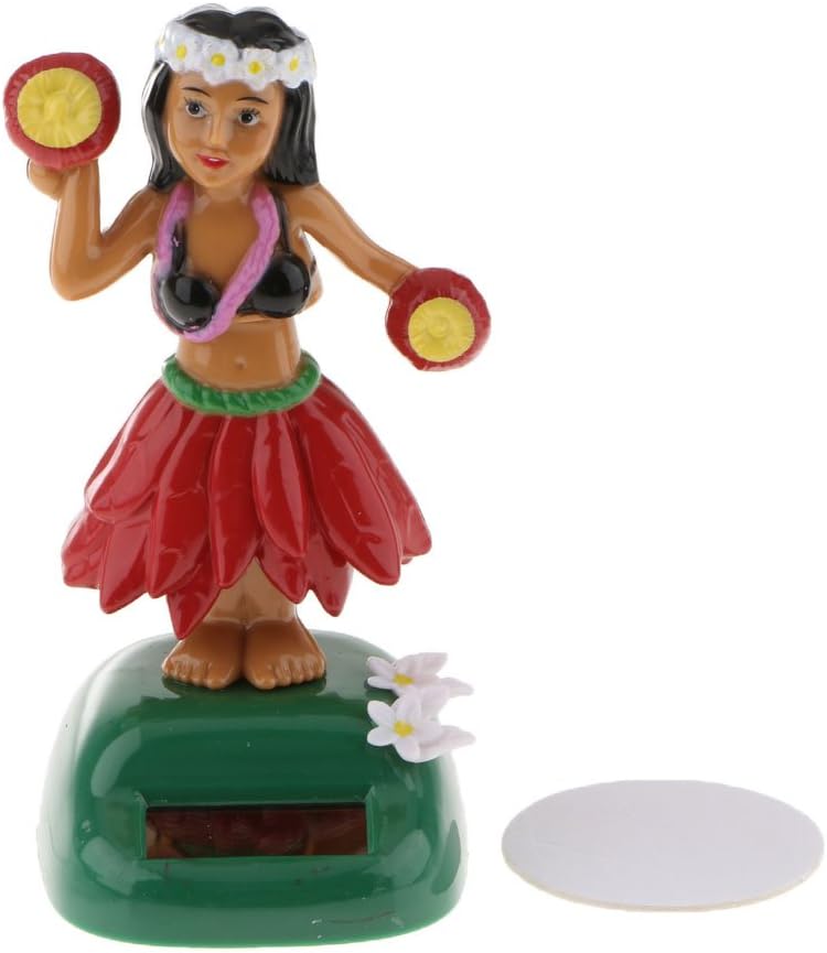 klarakoSolar Powered Dashboard Hula Girl, Hawaiian Hula Girl Dashboard Bobble Doll, Collection Figurines Gifts for Decoration klarakoRed - Image 2