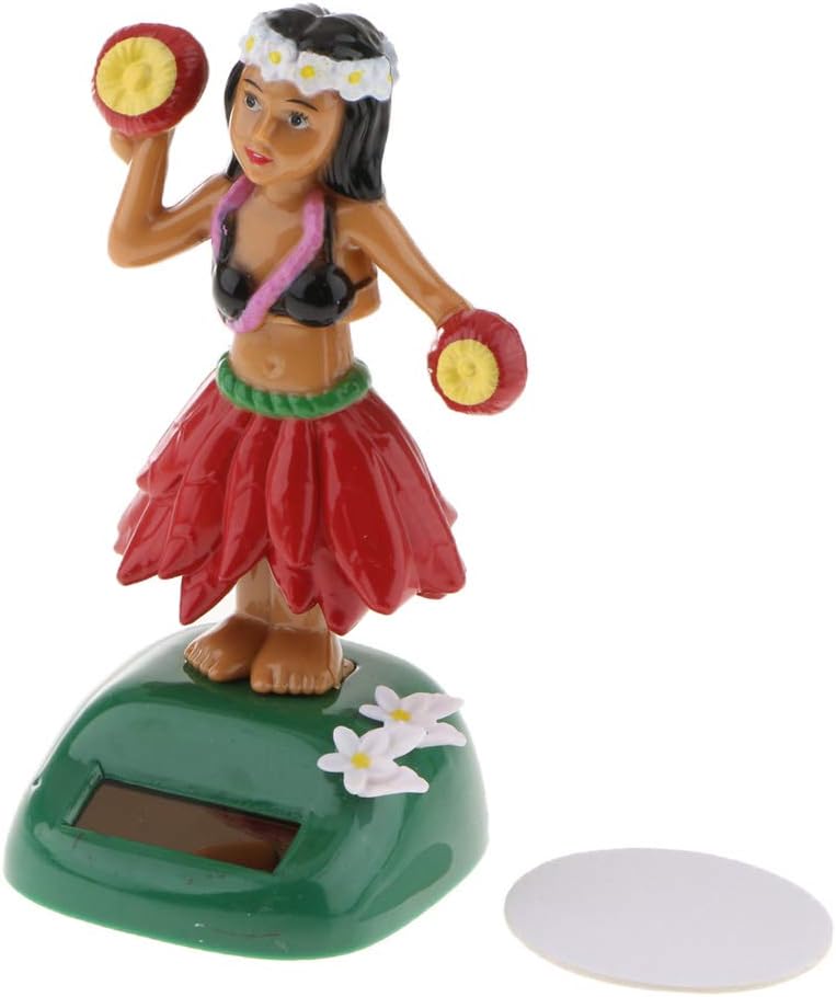 klarakoSolar Powered Dashboard Hula Girl, Hawaiian Hula Girl Dashboard Bobble Doll, Collection Figurines Gifts for Decoration klarakoRed - Image 1