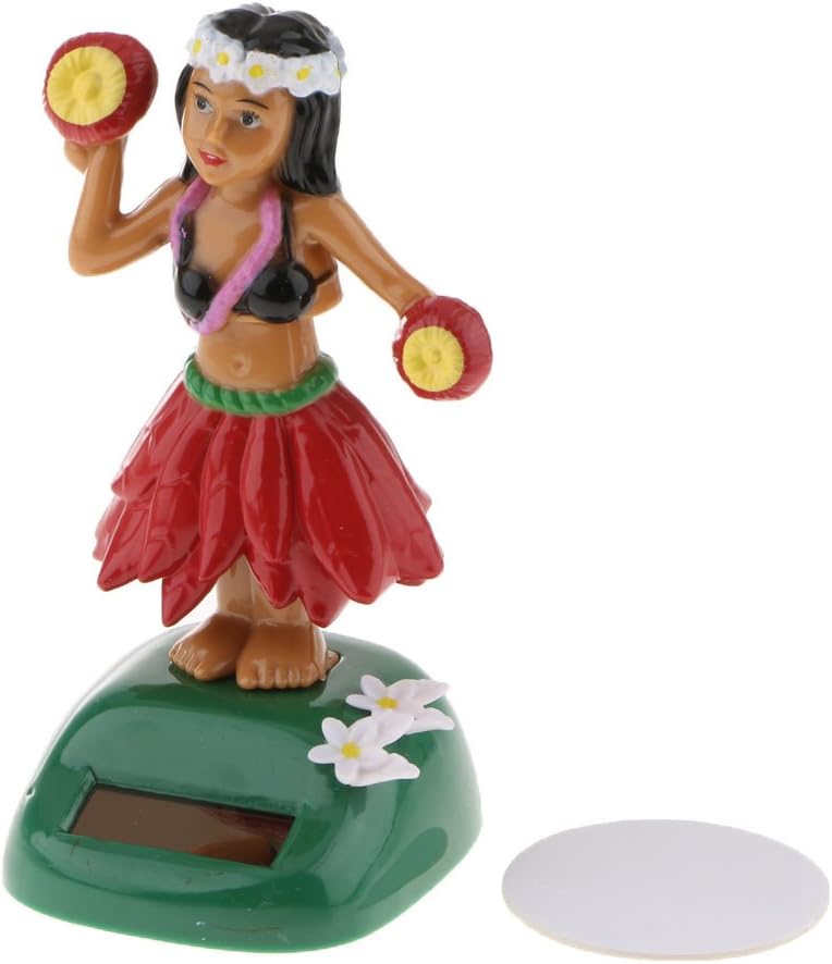 klarakoSolar Powered Dashboard Hula Girl, Hawaiian Hula Girl Dashboard Bobble Doll, Collection Figurines Gifts for Decoration klarakoRed - Image 4