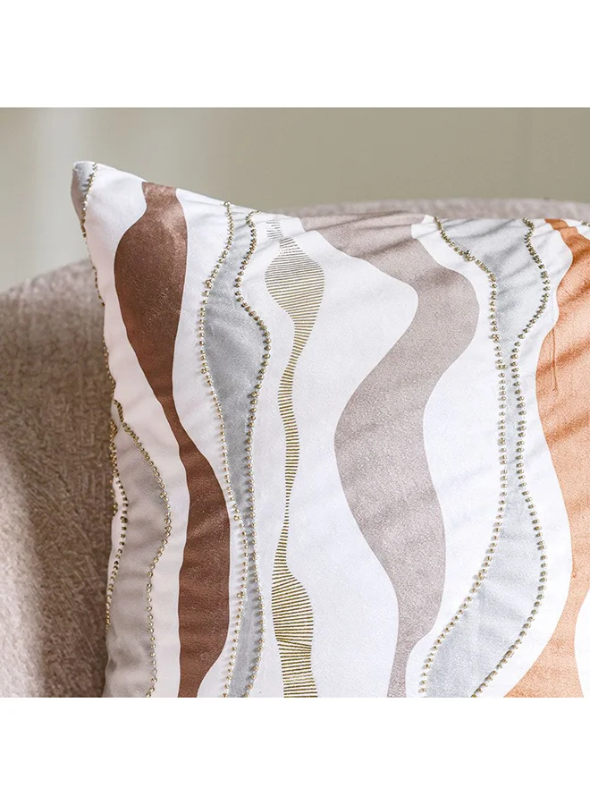 DANUBE HOME Danube Home Gleam Oasis Print Velvet Cushion Cover with Foil - Multicolor - 45x45 cm | Velvet Couch Pillow Cover For Living Room, Bed Room