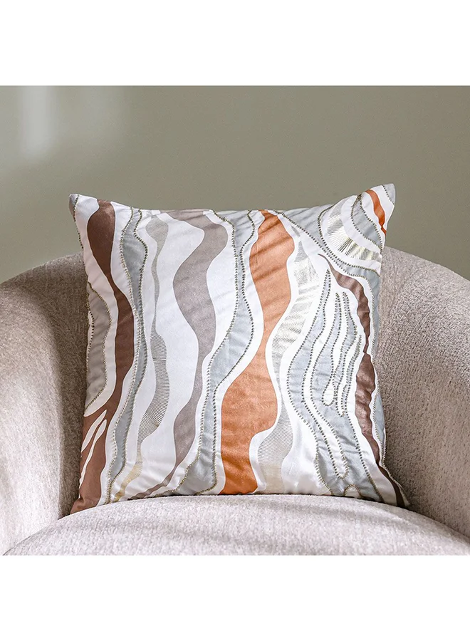DANUBE HOME Danube Home Gleam Oasis Print Velvet Cushion Cover with Foil - Multicolor - 45x45 cm | Velvet Couch Pillow Cover For Living Room, Bed Room