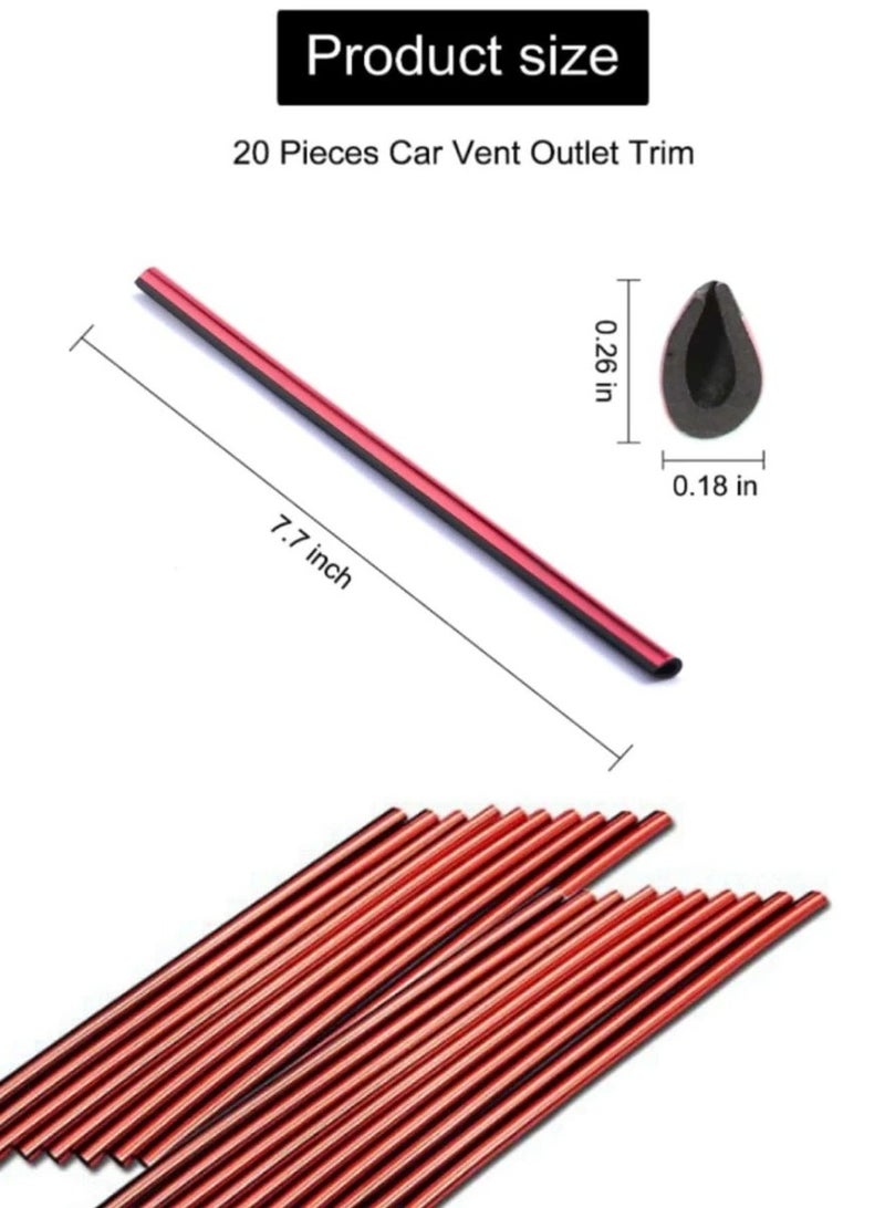 زينة سيارات شريط تزيين فتحات مكيف السيارة شرائط بلاستيكية من PVC  قابلة للتعديل لتحسين المظهر الداخلي للسيارة عدد 20 لون أحمر - Image 2
