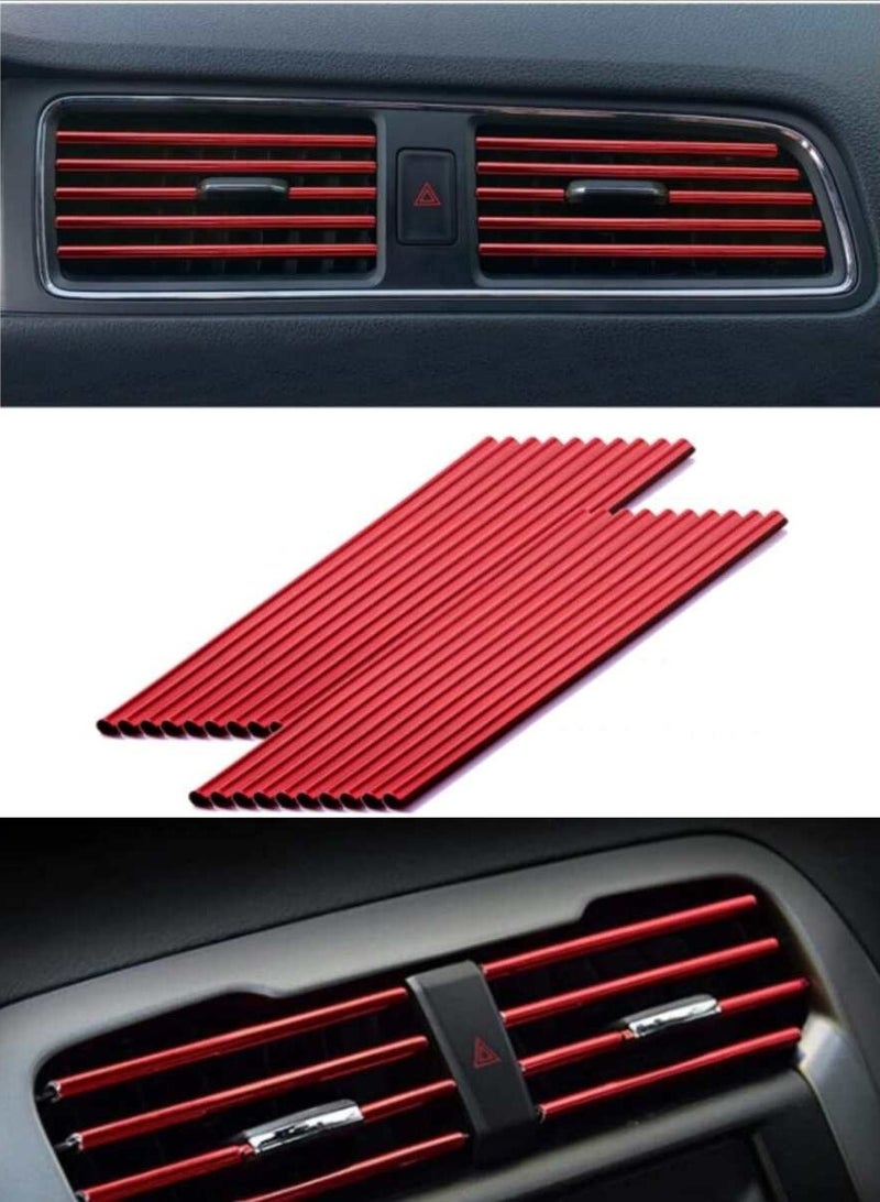 زينة سيارات شريط تزيين فتحات مكيف السيارة شرائط بلاستيكية من PVC  قابلة للتعديل لتحسين المظهر الداخلي للسيارة عدد 20 لون أحمر - Image 1