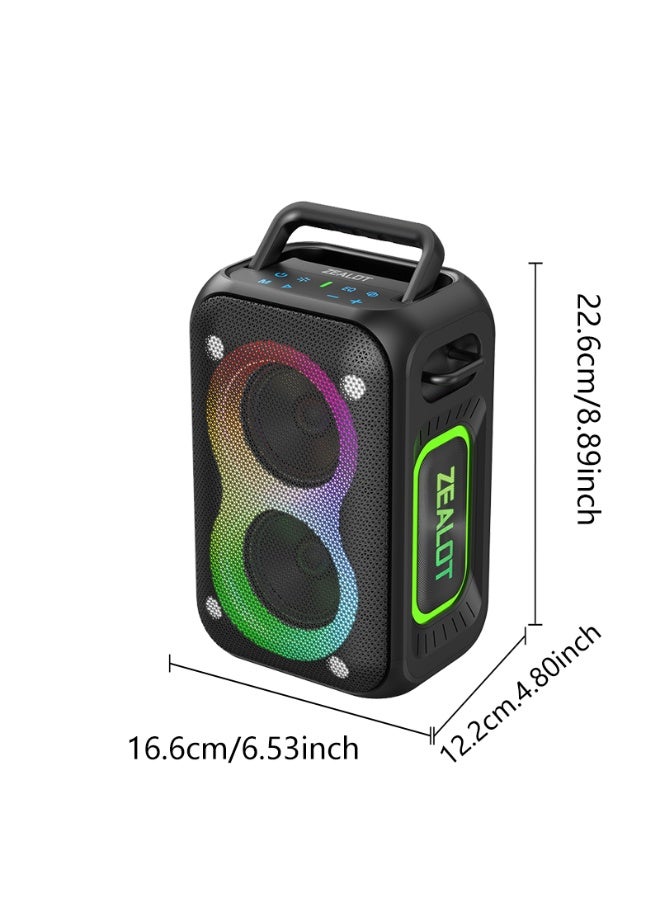 زيلوت مكبر صوت ZEALOT PT02 120 وات بلوتوث للخارج ستيريو عالي الصوت باس قوي جودة صوت Hifi صندوق موسيقى 8000 مللي أمبير 36 ساعة تشغيل إضاءة RGB ديناميكية مضخة غاطسة يدعم 3.5 مم AUX/بطاقة TF/محرك USB - Image 5