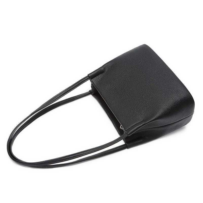 YONBEN PU Leather Tote Bag Stylish Tote Bag with Zipper and Pockets for Women on the Go (Black) - Image 1