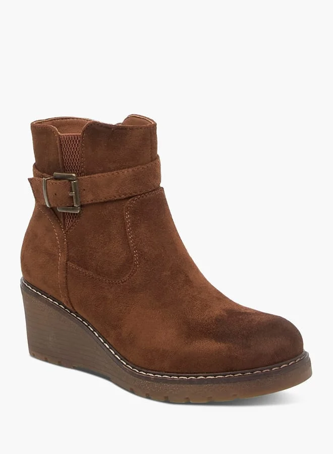 Celeste Women's Buckle Accent Ankle Boots with Zip Closure