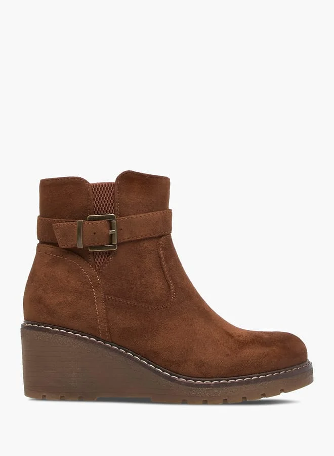 Celeste Women's Buckle Accent Ankle Boots with Zip Closure