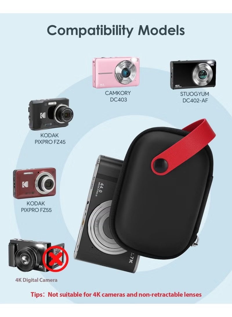 Digital Camera Case for CAMKORY DC403 FHD 1080P, KODAK PIXPRO FZ45/FZ55, STUOGYUM DC402-AF, Small Travel Compact Camera Bag with Mesh Pocket & Hand Strip for Accessories SD Card - Image 5