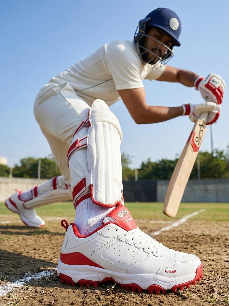Bacca Bucci Striker Cricket Shoes Unleash Precision, Power, and Performance on the Pitch Red and White UK 6 - Image 4