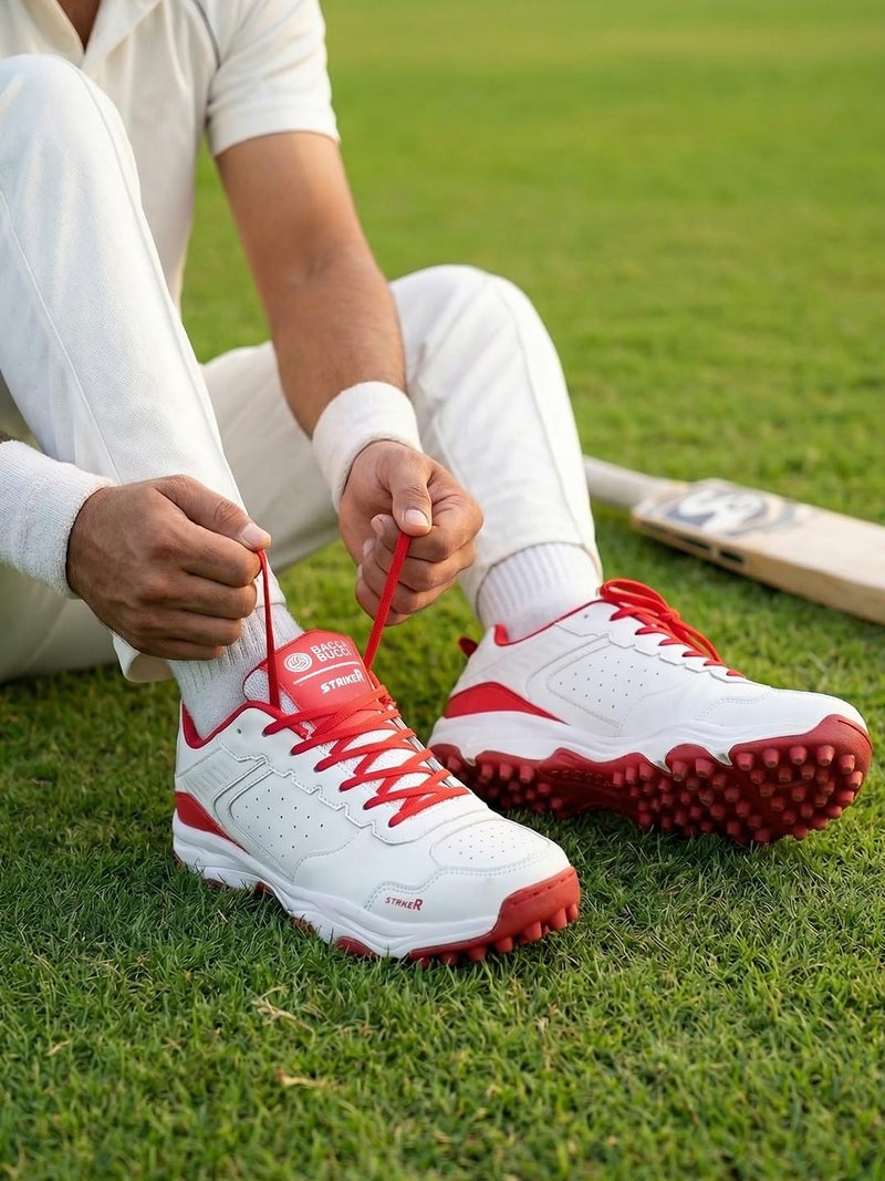 Bacca Bucci Striker Cricket Shoes Unleash Precision, Power, and Performance on the Pitch Red and White UK 6 - Image 3