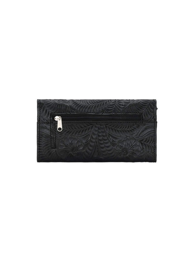 American West Women'S Trifold Leather Wallet Billfold For Women (Black) - Image 2