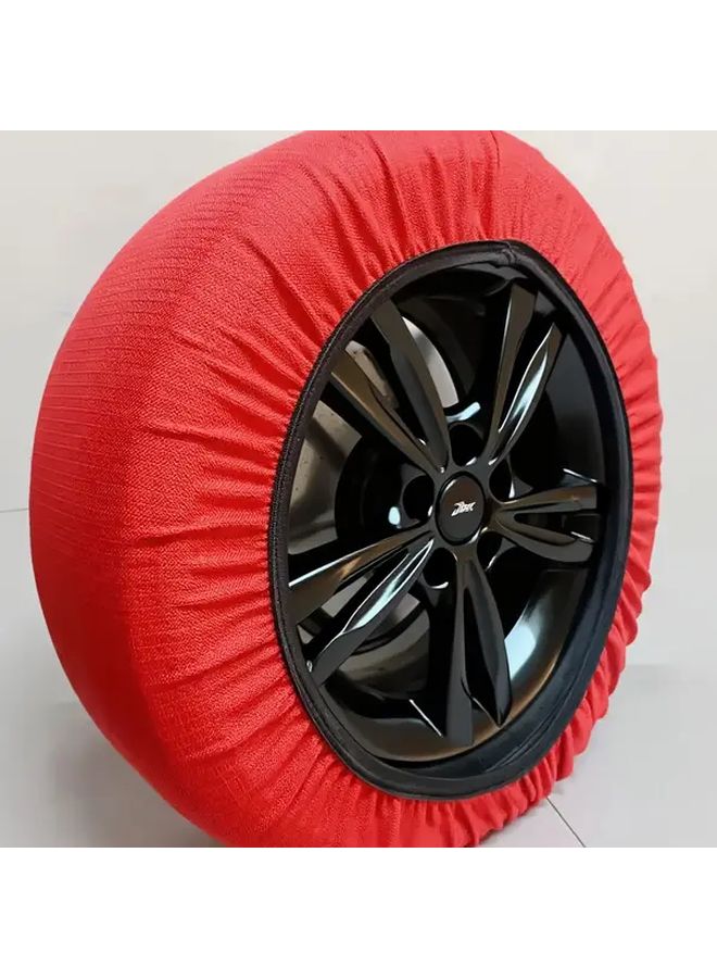 Car Tire Snow Socks Anti Skid Fabric Car Chains Quick Install Red XS - Image 2
