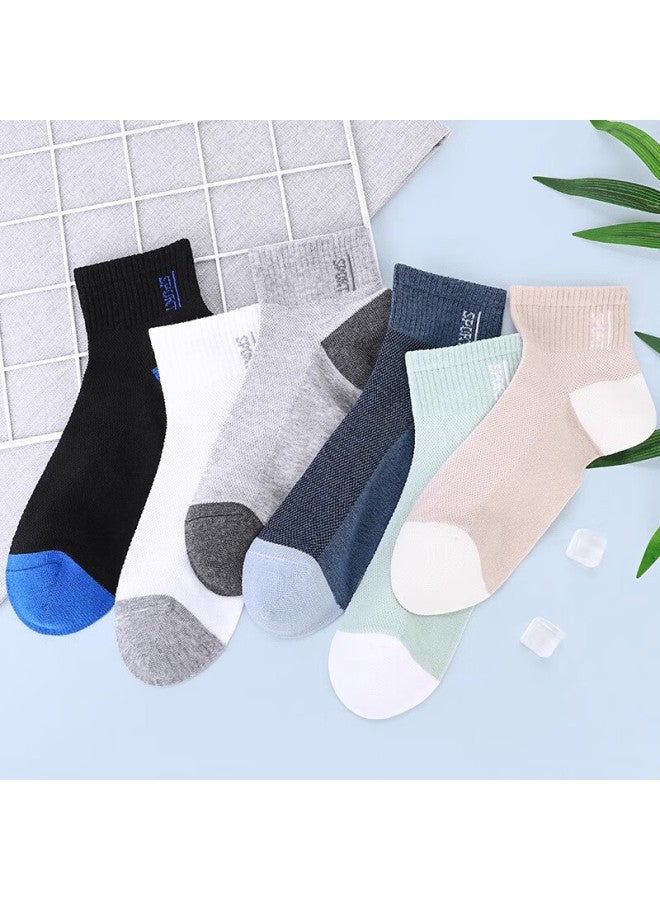 Montagut Men's Socks, Summer Thin Pure Cotton, Mugwort Essential Oil, 7a Antibacterial Deodorant Socks, Mesh Breathable Casual Sports Short Socks - Image 1