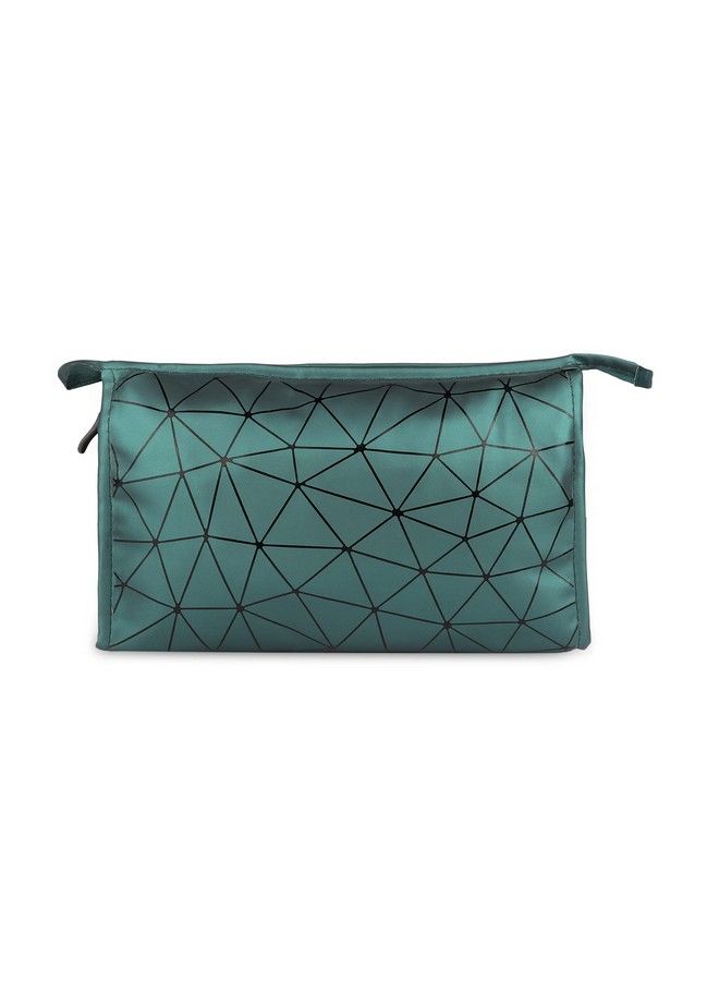 NFI essentials Pu Diamond Print Makeup Pouch For Women Stylish Pouches For Makeup Accessories Storage Cosmetic Pouches Make Up Bag For Girls (Green) - Image 2