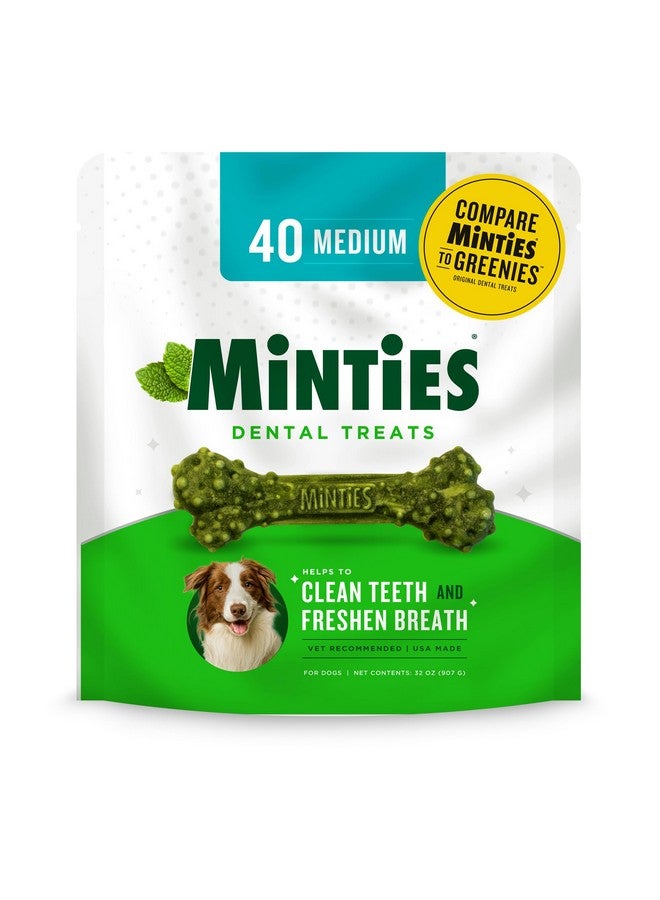 MiNTiES Dental Chews For Dogs, 40 Count, VetRecommended MintFlavored Dental Treats For Medium Dogs 2550 Lbs, Dental Bones Clean Teeth, Fight Bad Breath, And Removes Plaque And Tartar - Image 1