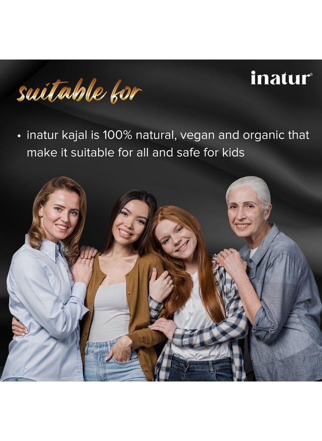 INATUR inatur Black Kajal 3.5g, Vegan, Organic, Long- Lasting, Smudge-Proof, Eye Kohl for Makeup  - Image 3