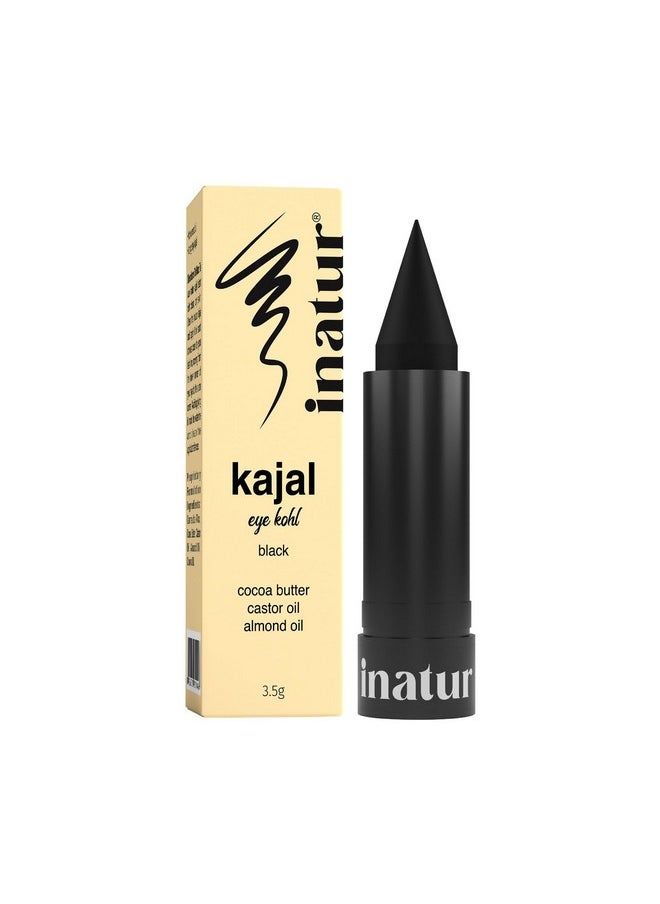 INATUR inatur Black Kajal 3.5g, Vegan, Organic, Long- Lasting, Smudge-Proof, Eye Kohl for Makeup  - Image 1