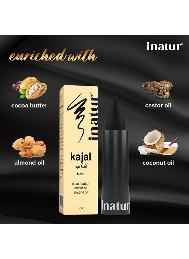 INATUR inatur Black Kajal 3.5g, Vegan, Organic, Long- Lasting, Smudge-Proof, Eye Kohl for Makeup  - Image 2