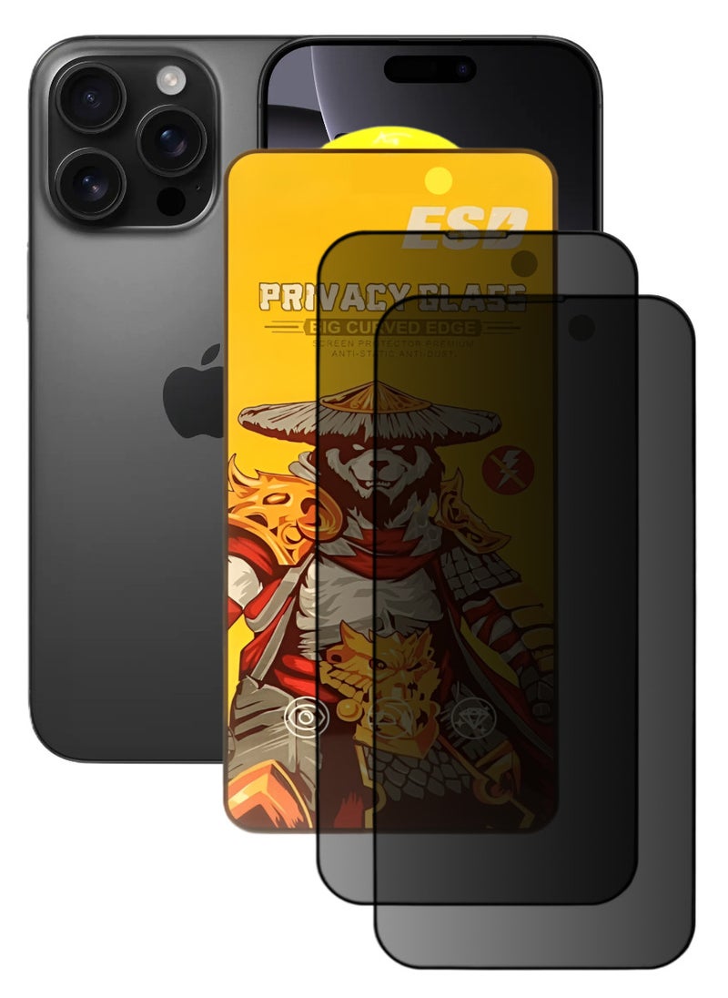 ESD 2 Pieces Tempered Dustproof Privacy Glass Screen Protector Compatible For iPhone 16 Pro Max - Image 1