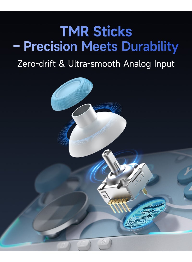إيزي إس إم إكس وحدة تحكم S10 Bluetooth السلكية TMR Joystick RGB متوافقة مع Switch 2/الكمبيوتر الشخصي/الهاتف/التلفزيون/Steam وNFC وGyro وHD Rumble - Image 3