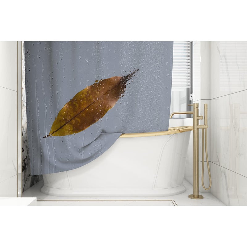 FING ستارة دش الحمام، ستارة حمام مع خطاف، ستارة مصممة لدش الحمام، حوض الاستحمام، زينة ستائر الحمام الحديثة الزخرفية (تصميم_12) - Image 2