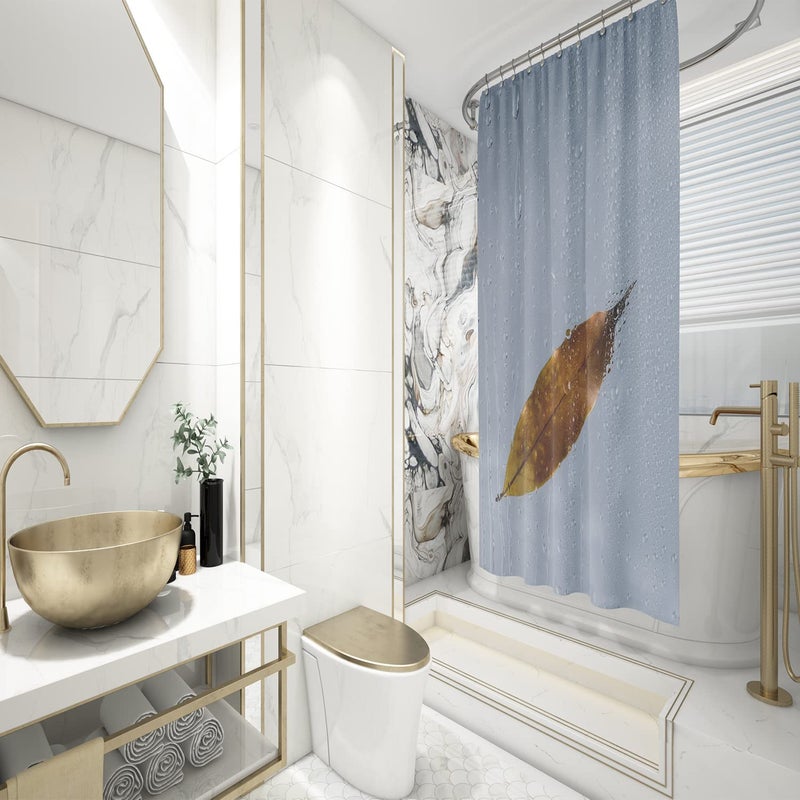 FING ستارة دش الحمام، ستارة حمام مع خطاف، ستارة مصممة لدش الحمام، حوض الاستحمام، زينة ستائر الحمام الحديثة الزخرفية (تصميم_12) - Image 1