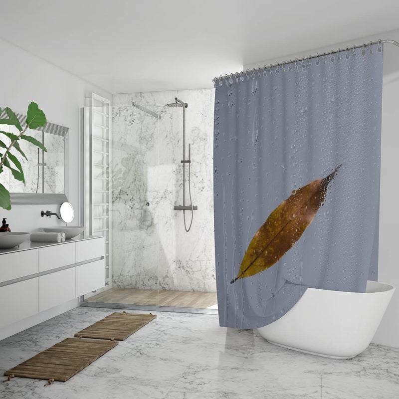 FING ستارة دش الحمام، ستارة حمام مع خطاف، ستارة مصممة لدش الحمام، حوض الاستحمام، زينة ستائر الحمام الحديثة الزخرفية (تصميم_12) - Image 4