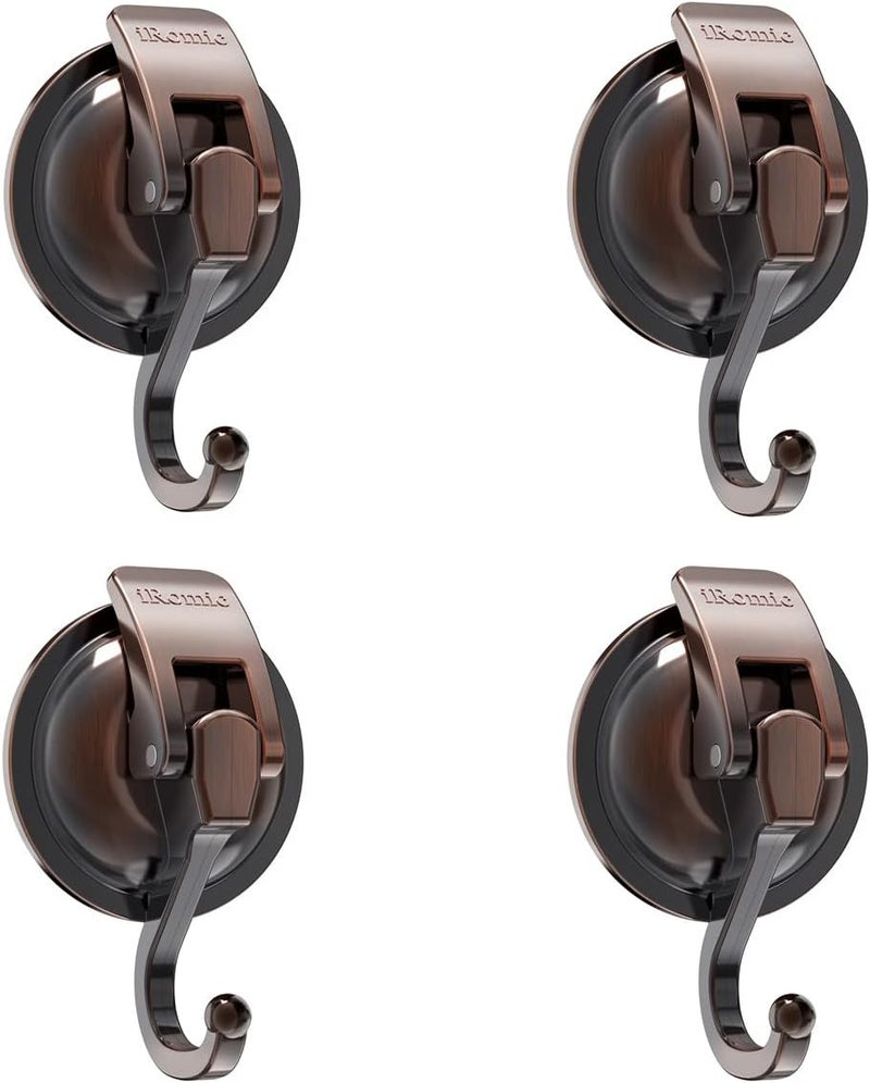 iRomic Heavy Duty Vacuum Suction Cup Hooks (4Pack),Red Bronze - Image 1