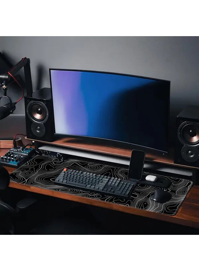 Large Gaming Mouse Pad 70x30cm Black with Stitched Edges for Computer Keyboard - Image 1
