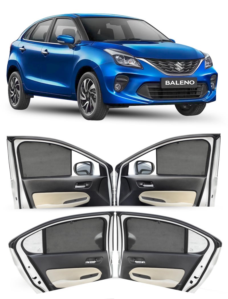 Autofact Car Sunshades for Maruti Baleno (2015 to 2021), UV Protection, Useful Car Accessories, Custom fit Sun Shades for Side Windows, Set of 4 - Image 1