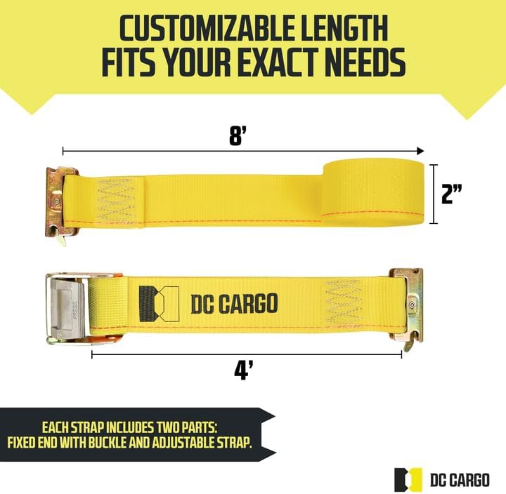 DC Cargo Mall أحزمة ربط كام بكلة E-Track من DC Cargo Mall 2، 2" × 12" للشاحنات، الفانات، المقطورات، والشاحنات الصغيرة - Image 2