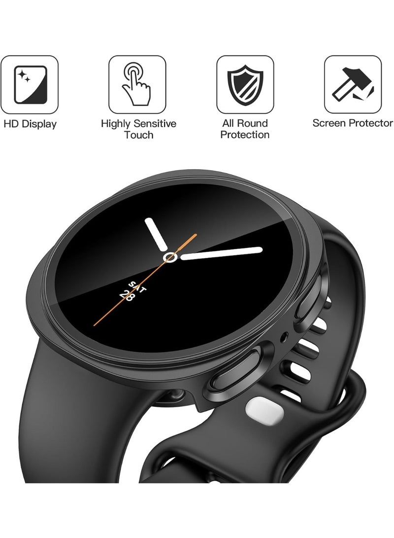 Samsung Galaxy Watch 8 Screen Protector Case 40mm Accessories, Protective Face Cover, Hard Bumper Built-in Tempered Glass Film - Image 2