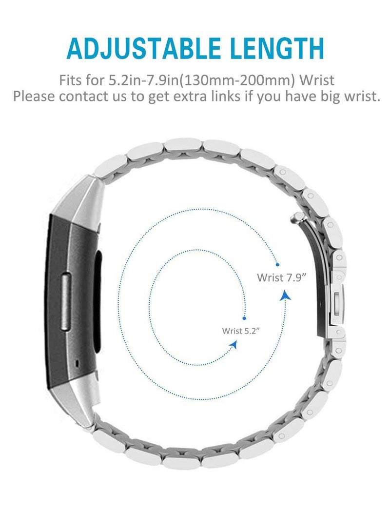 SYOSI Stainless Steel Strap for Fitbit Charge 4, for Fitbit Charge 3, for Fitbit Charge 3 SE, Smart Loop Watch Strap, Replaceable Metal Strap Wristband Accessories (Silver + Black) - Image 4