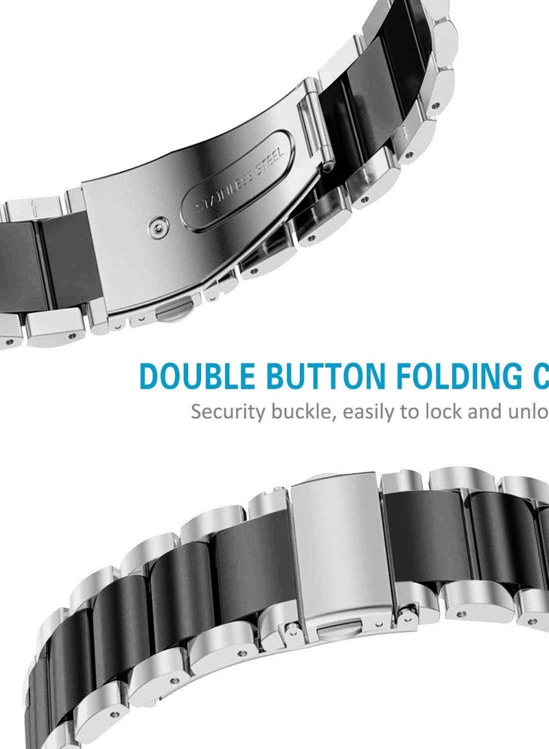 SYOSI Stainless Steel Strap for Fitbit Charge 4, for Fitbit Charge 3, for Fitbit Charge 3 SE, Smart Loop Watch Strap, Replaceable Metal Strap Wristband Accessories (Silver + Black) - Image 3