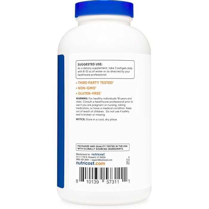 Nutricost CLA (Conjugated Linoleic Acid) 800mg, 240 Softgels - Image 4
